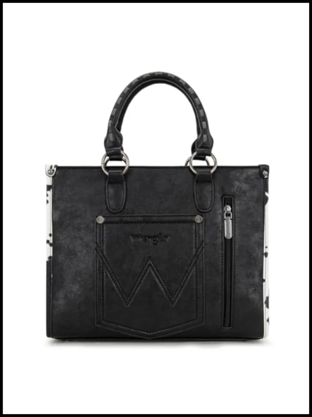 Vegan Leather Cow Print Western Tote Bag with Top Handle, Satchel Purse for